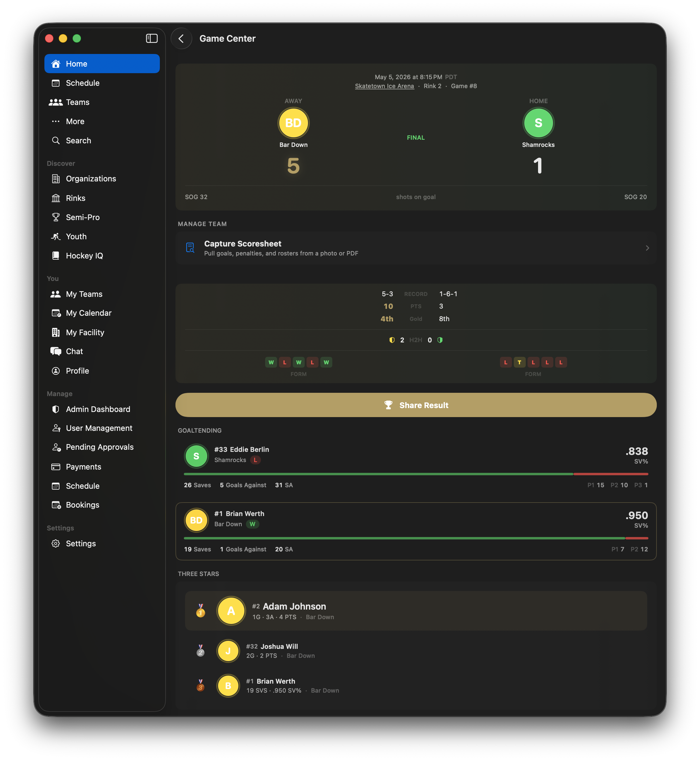 Bifrost Sports hockey league management